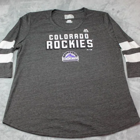 Colorado Rockies 3/4 Sleeve Scoop Neck Tee Women's Size 2XL - Picture 2 of 8